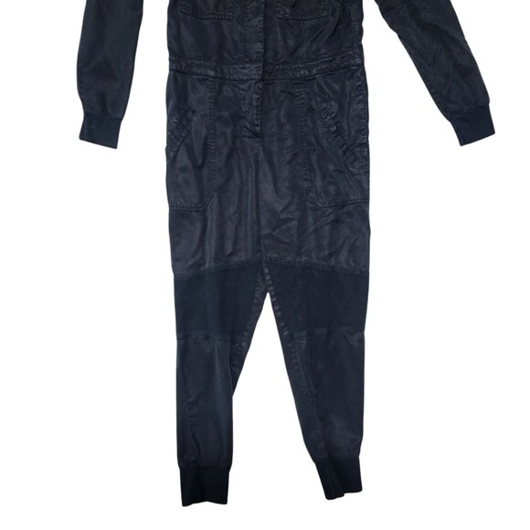 Young Fabulous & Broke XS Black Long-Sleeve Tencel Jumpsuit Button-Front Closure - Picture 10 of 12